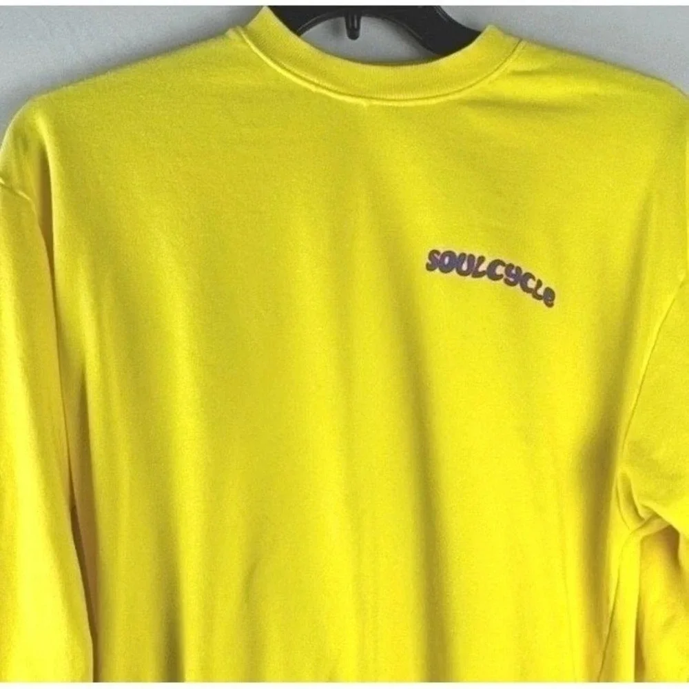 SoulCycle Graphic Sweatshirt Medium Yellow 100% Cotton Made in USA Y2K Skater 90